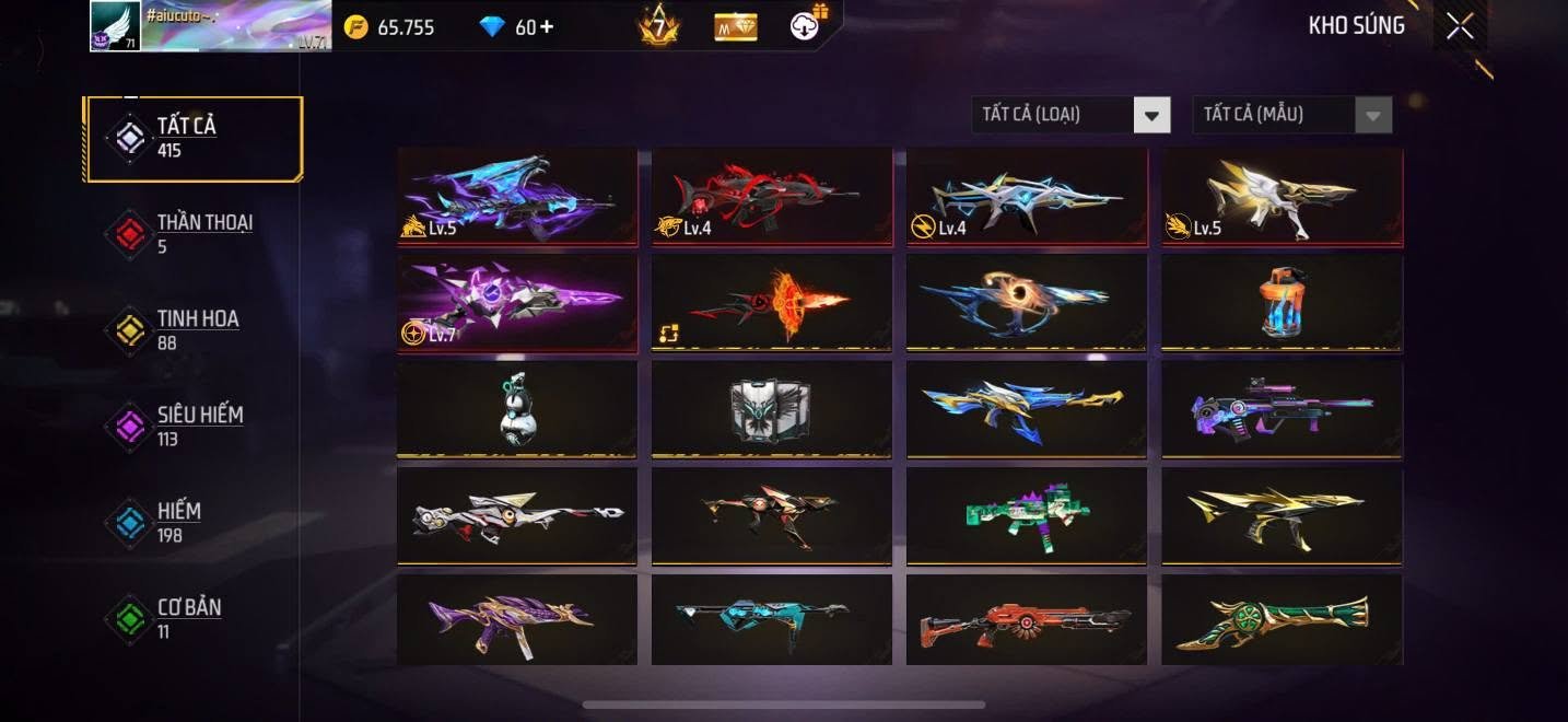 Nick FF 0 đồng sở hữu skin súng hiếm